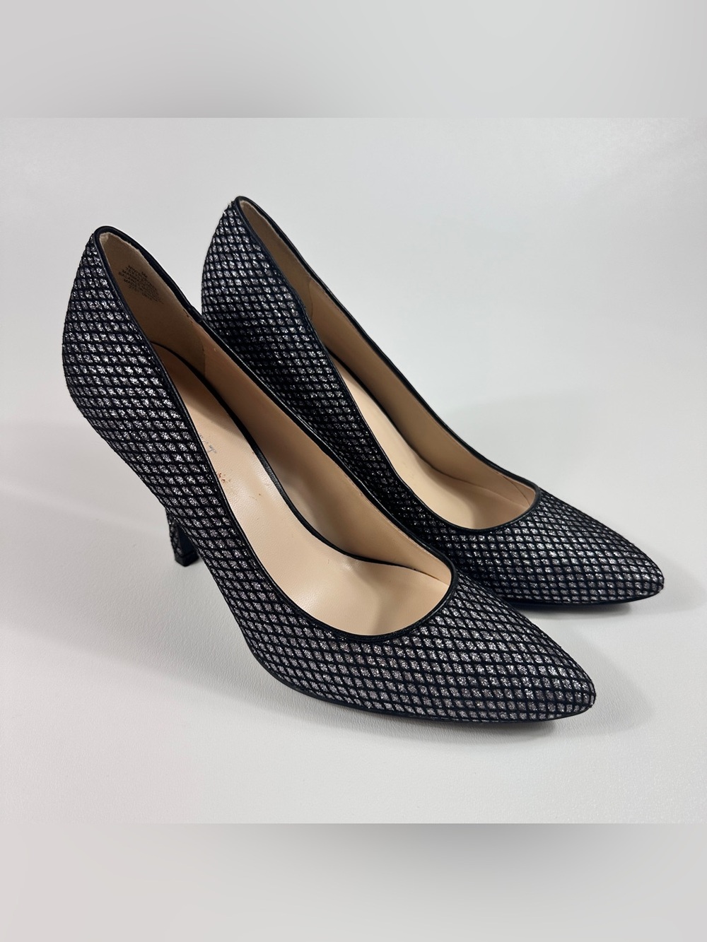 Nine West Busybee Womens 9M Black Silver Pointed Toe Pumps Stiletto Dress Heels